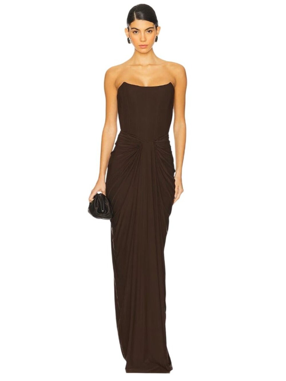 Deme by Gabriella Pearl Gown in Dark Brown Small New Womens Long Maxi Dress